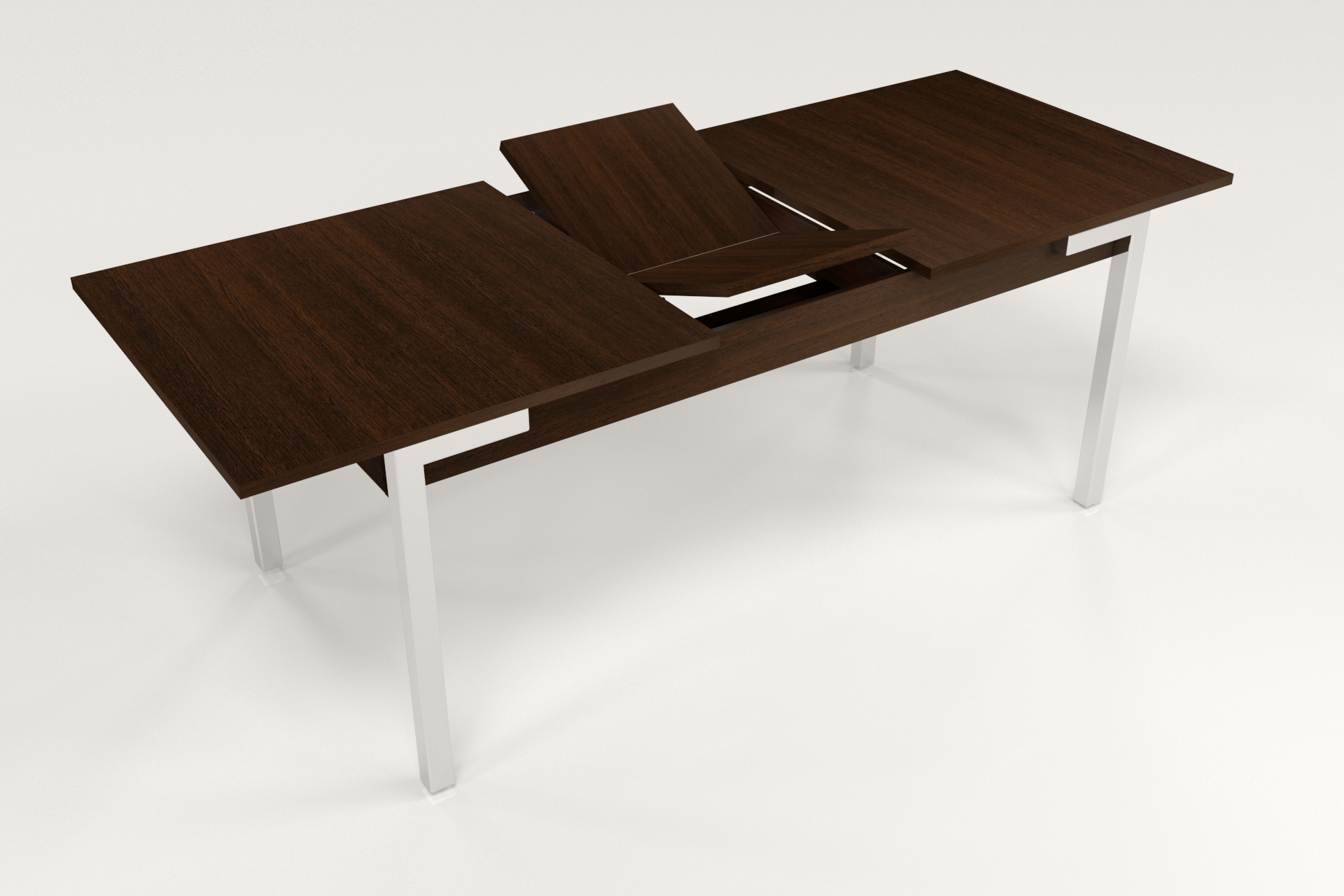 07 Mesa Capri extensible cromada Wengue fondo blanco.