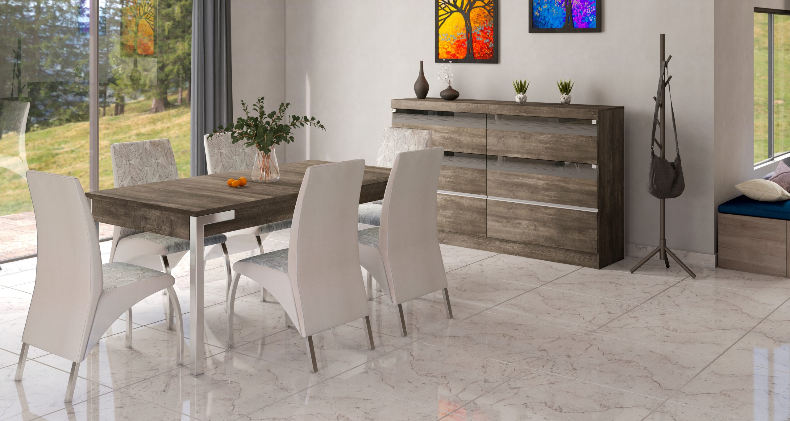 Mesa Capri patas cromadas Terrarum